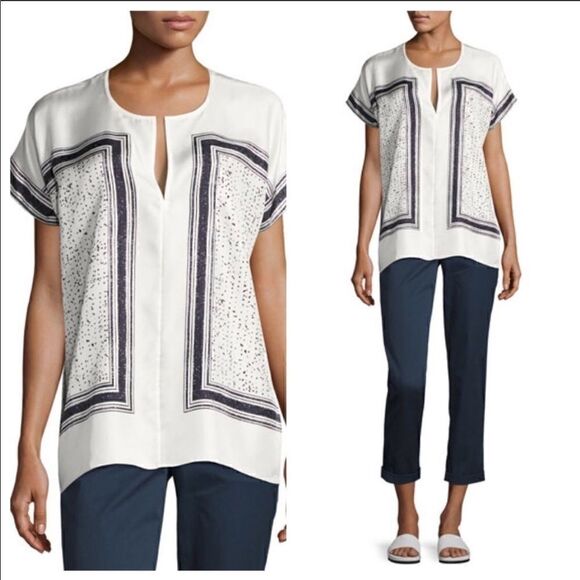 NWT Vince Scarf Silk Print Oversized Blouse Small - Picture 1 of 7